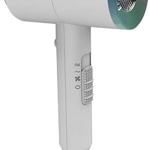 White Hair Dryer with Blue Accents